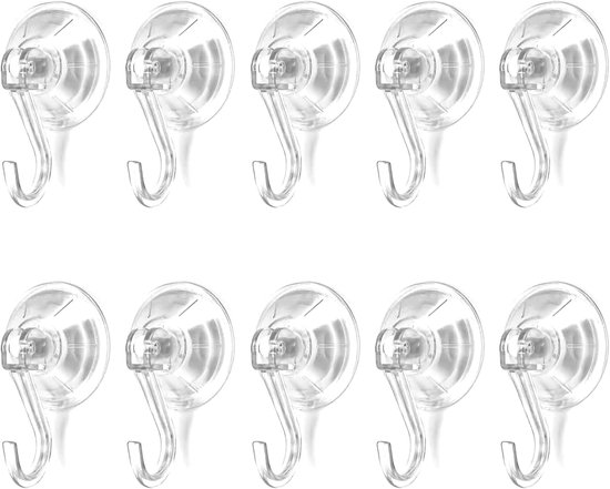 DEANKEJI Suction Cups with Hooks, 10 Extra Strong Suction Cups, Diameter 45 mm, Max. 5 kg, Suction Cups, No Drilling, for Shower, Bathroom, Kitchen, Window, Multifunctional Suction Cups with Hooks for van DEANKEJI