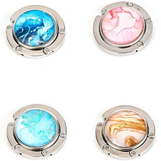 DEANKEJI Table Handbag Holder 4 Pieces Foldable Bag Hooks 4.5cm Rubber Sole Table Hooks 4 Styles Round Bag Holder Table for Handbags Umbrellas Hanging Ornaments van DEANKEJI