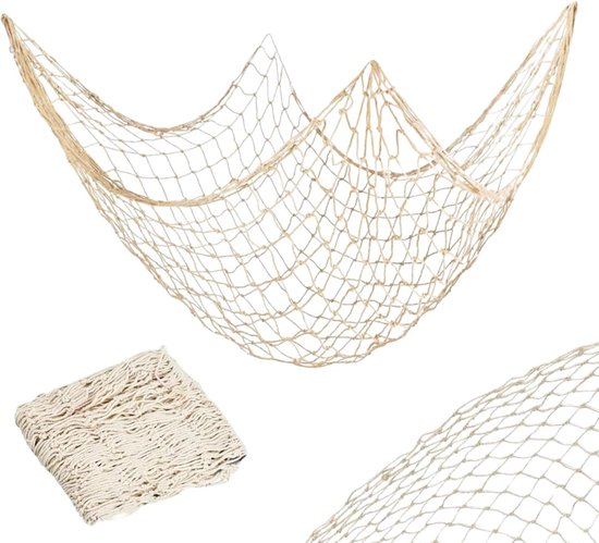 Decoratief kostuum visnet - mesh outdoor natuurkleurig net 100x200cm - maritieme wanddecoratie voor bruiloft party fotografie podium carnaval indoor outdoor van Merkloos	