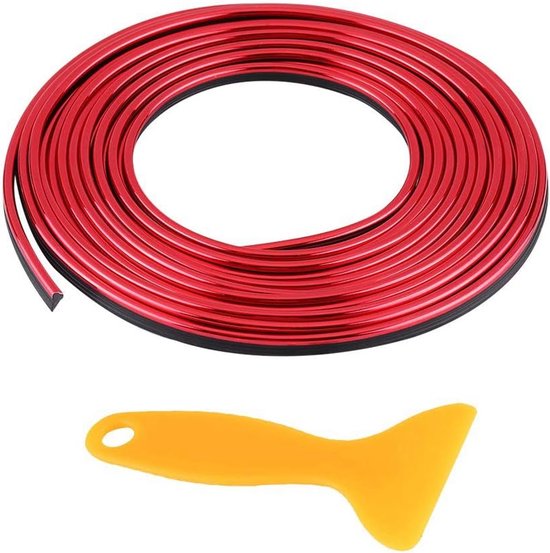 Decoratieve sierstrip voor gieten - flexibel - 5 m - doe-het-zelf - autosticker - rood - autoaccessoires