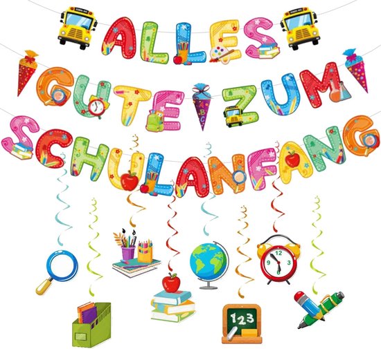 Decoration for School Enrollment – 18 Pieces Back To School Decoration – Spiral Garland – Wreath School Enrollment – Schoolfeest Decoratie van Merkloos	