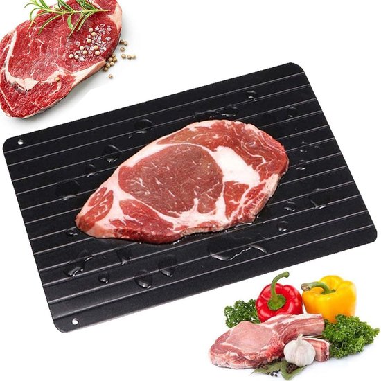 Defrost plate Defrost frozen food in minutes Defrost plate Natural defrosting of frozen meat or fish van Merkloos	