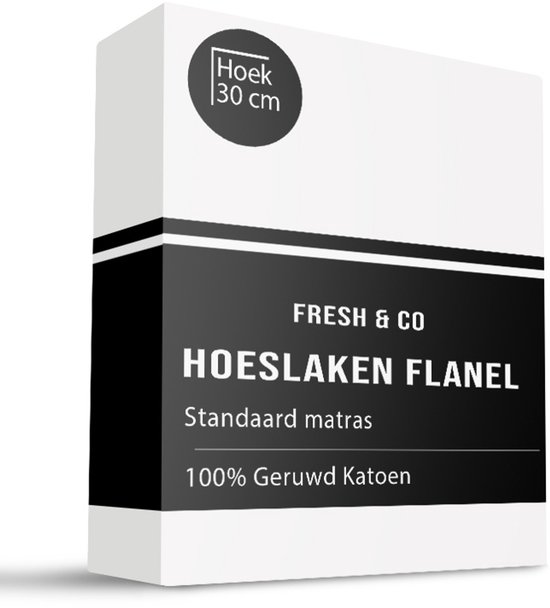 Dekbed-Discounter - Fresh and Co Hoeslaken 180 x 200 cm - Katoen Flanel - Geschikt voor matrassen tot 25 cm hoog - Wasbaar op 30 graden - Strijkvrij - Zwart van Merkloos	
