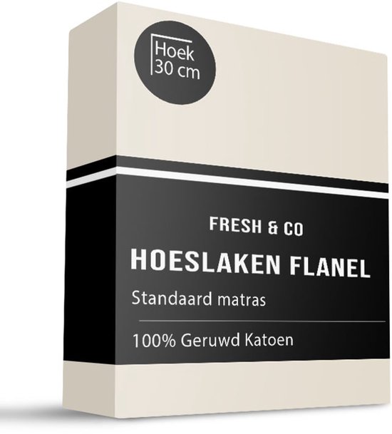Dekbed-Discounter - Fresh and Co Hoeslaken 90 x 210 cm - Katoen Flanel - Geschikt voor matrassen tot 25 cm hoog - Wasbaar op 30 graden - Strijkvrij - Creme van Merkloos	