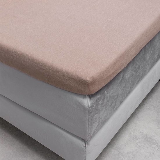 Dekbed-Discounter - Fresh and Co Topper Hoeslaken 80 x 200 cm - Katoen Flanel - Geschikt voor toppers tot 15 cm hoog - Wasbaar op 30 graden - Strijkvrij - Taupe van Merkloos	