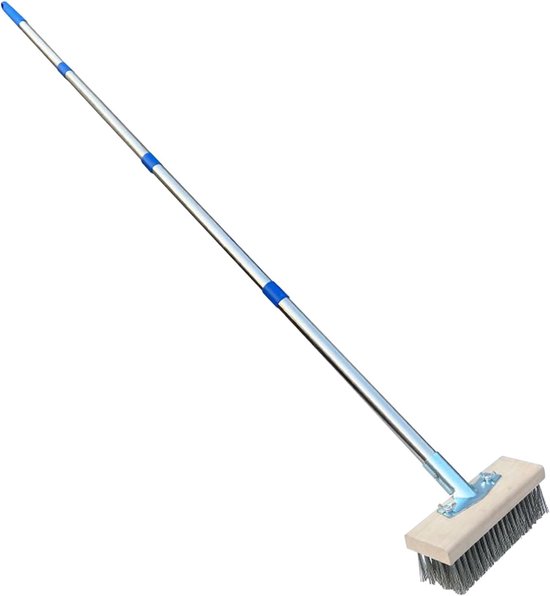 Dekborstel Lange Steel - Schrobber Onkruid - Terras Reinigen - Verstelbare Hoogte - 20 cm Breed