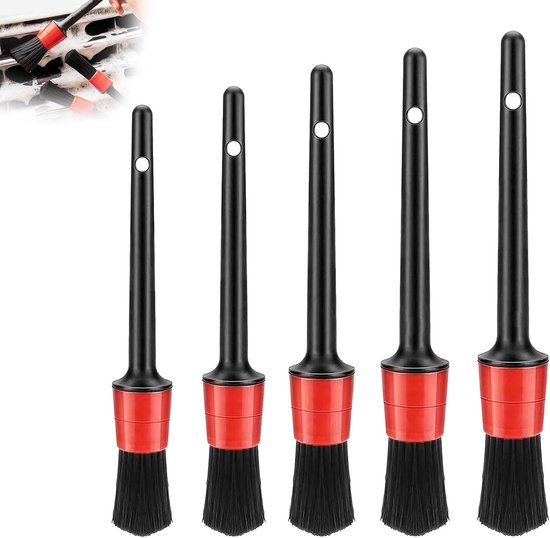 Detail Brush Set van 5 - Auto Reinigingsborstels - Interieur Borstels - Ventilatie Slots Schoonmaak van Merkloos	