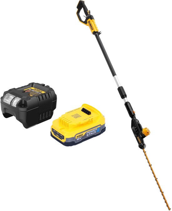 DeWalt DCMPH 566 E1 accu heggenschaar 18 V 55 cm + 1x Powerstack accu 1.7 Ah + lader van DeWalt