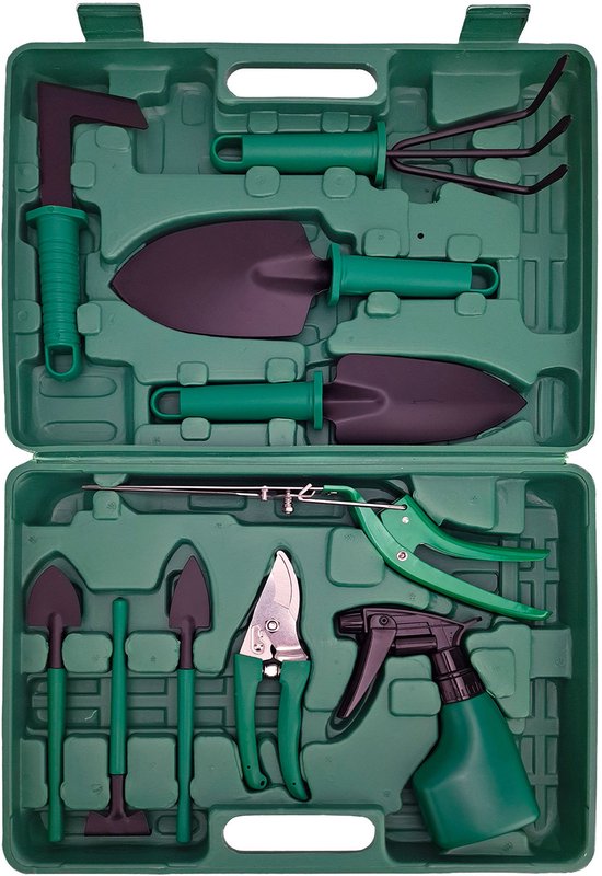 Deze 10-delige tuingereedschapset, inclusief een ergonomische en duurzame gereedschapshouder, is het perfecte tuincadeau voor vrouwen, mannen en gezinnen. van Merkloos	