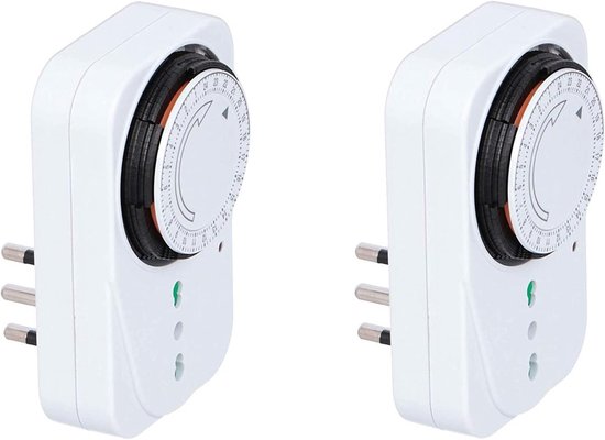 DI SALDI 2 instelbare tijdschakelaars 24 uur met programmeerbaar analoog stopcontact, tijdstekker