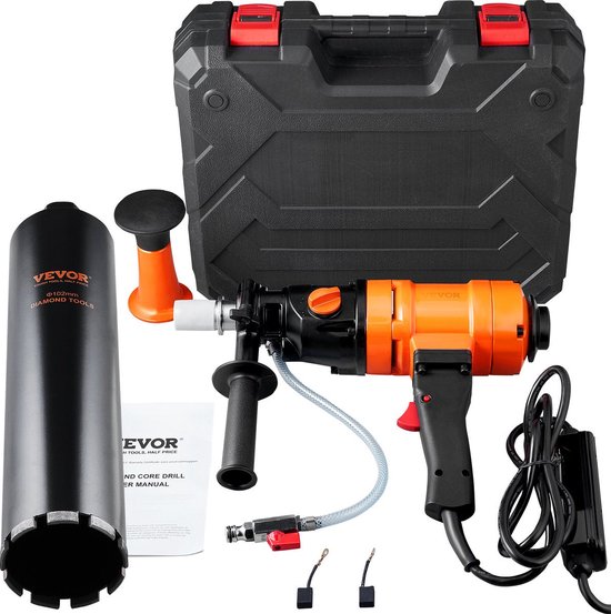 Diamantboormachine - Diamantkernboormachine - 1500W - 1100/2400RPM - Natboren - 8-10,2 Cm Magneetboor - Geschikt voor Het Boren Van Gewapend Beton, Marmer