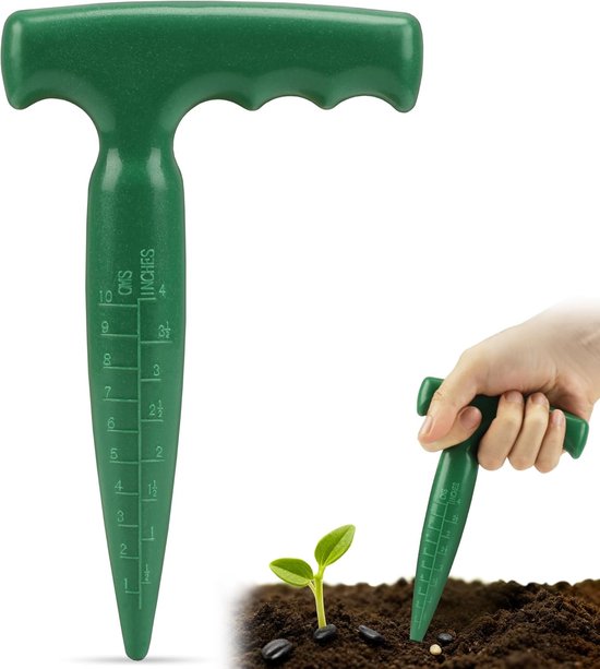 Dibber Garden Tool 17.5cm - Plastic Seed Dibbler - Sphere Digger - Garden Planter met Handvat - Zaaien - Plantenbollen - Tuingereedschap - Groen van Merkloos	
