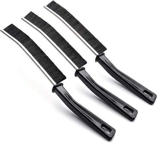 Dieptereinigingsborstels - Voegenborstels - Spleten Reinigen - Ergonomisch Handvat - 3 Stuks - Zwart