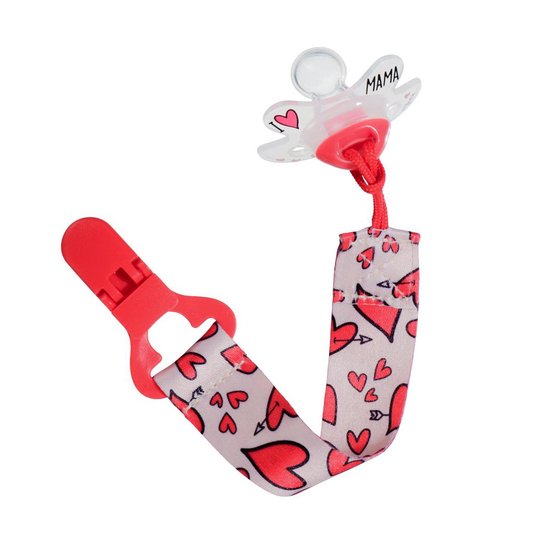 Difrax Speenkoordje - I Love - Rood/Hartjes van Difrax