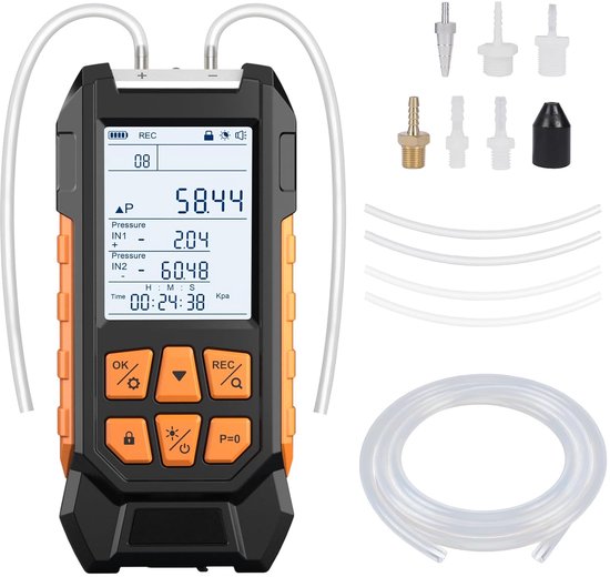Digital Pressure Gauge, Professional Differential Pressure Gauge -100-200 kPa Measurement Range Air/Gas Pressure - ShopVlot