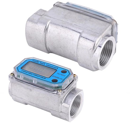 Digitale flowmeter mini met turbine voor brandstof, meetbereik van 10 tot 200 liter, 1 NPT-aansluiting, nauwkeurige vloeistofmeting