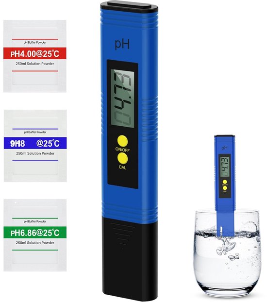 Digitale pH-meter - pH-nauwkeurigheid - waterkwaliteit - testen - 0-14 pH-meetbereik - pH-watertester aquarium met automatische kalibratie - digitaal - hoge nauwkeurigheid pH-tester voor aquarium en drinkwater van Merkloos	