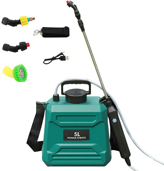 DIMICO - Elektrische Sproeier Tuin Multifunctioneel - Drukspuit 5 Liter - Plantenspuit - Tuinsproeier - Groen - 2400 mAh accu