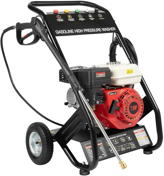 DIMICO - Hogedrukreiniger benzine - Hogedrukspuit - Pressure washer - Zwart - 170-190 bar - Krachtige 7,5PK motor - Zonder stroompunt van Merkloos	
