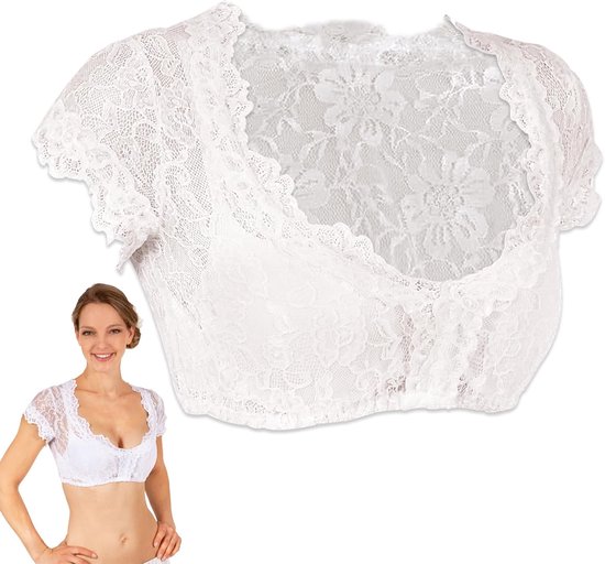 Dirndl Blouse Women - Sophisticated White Traditional Blouse - Short Sleeve Dirndl Traditional Half Sleeve Costume Blouse - Perfect Combined With Any Dirndl - Vrouwelijke Mode van Merkloos	