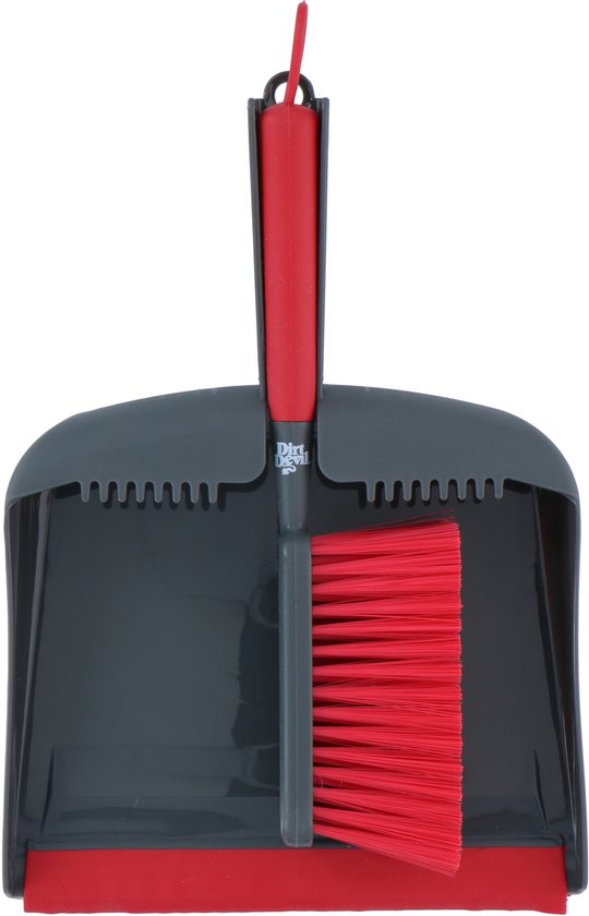 Dirt Devil Handveger en Blik - Veger en Blik met Haken - 35,5 x 22,8 x 6 cm - Kunststof - Grijs/Rood van Merkloos	