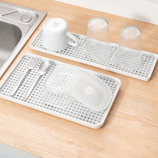 Dish Drainer, Double Layer Plastic Dish Drainer Dish Drainer Drainer Plate Storage Drying Rack Double Layer Dish Drainer Kitchen Dish Drying Rack (Small) van Merkloos	