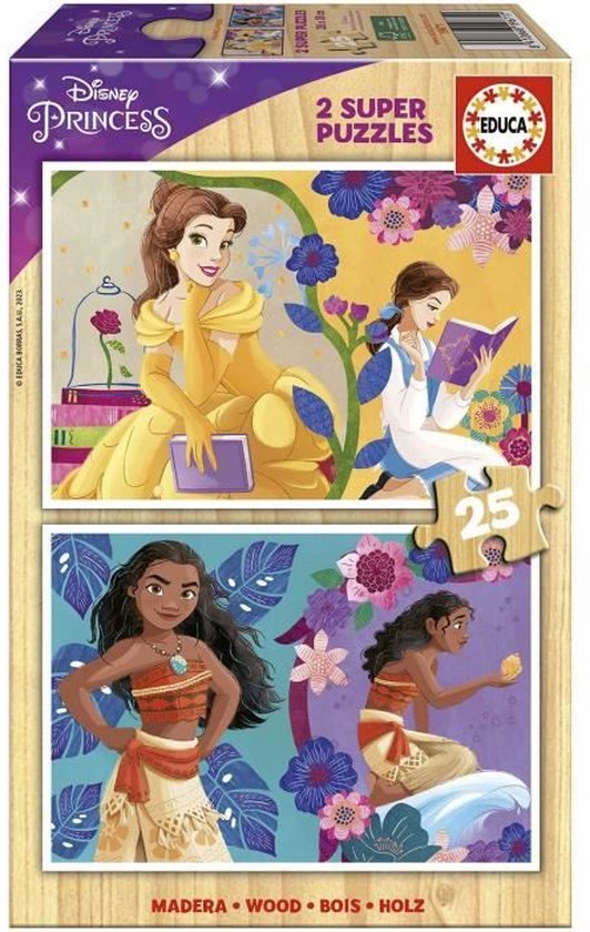 DISNEY PRINCESS (BELLA + VAIANA) - 2 houten puzzels van Disney