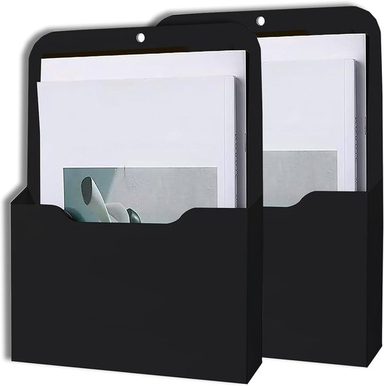 Document Holder - A4 Document Holder - Magnetische Pennenhouder - Kantoorspullen Opslag met Sterke Magneten voor Whiteboards - Koelkast - Thuis - 2 Stuks - Zwart van Merkloos	