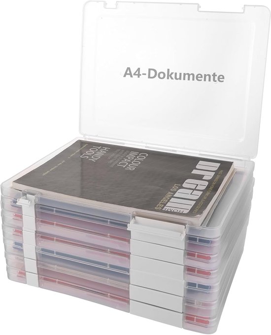 Documentenbox A4 - plastic archiefdoos - A4 papieropslag - klaslokaalorganisatie - verpakking van 6 stuks van Merkloos	