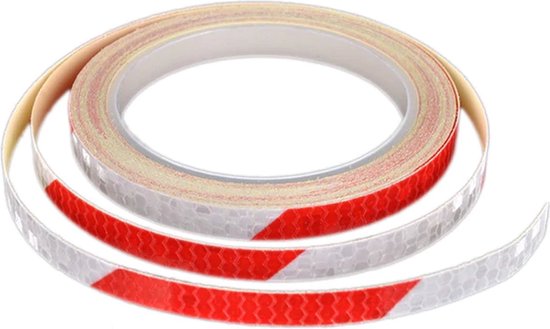 Doodadeals® - Reflecterende Tape - Reflecterende Stickers Fiets – Reflectie Tape – Reflector Sticker - 8 meter x 10 mm - Rood-Wit van Doodadeals