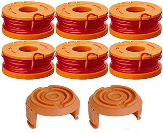 Draad geschikt voor 20V grastrimmer WORX - 6 draadspoelen + 2 trimmerkappen van WORX