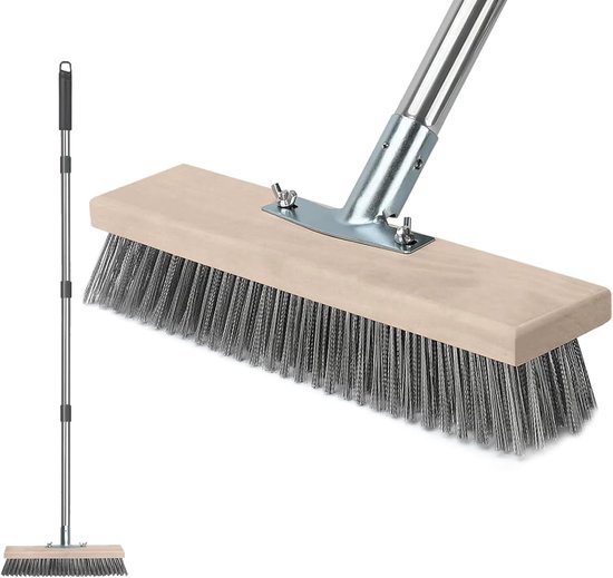 Draadbezem Zwaar - Buitenborstel Terrasbezem - Onkruid Mos Verwijderen - Stijve Harde Haren - 305 cm Breedte van Merkloos	