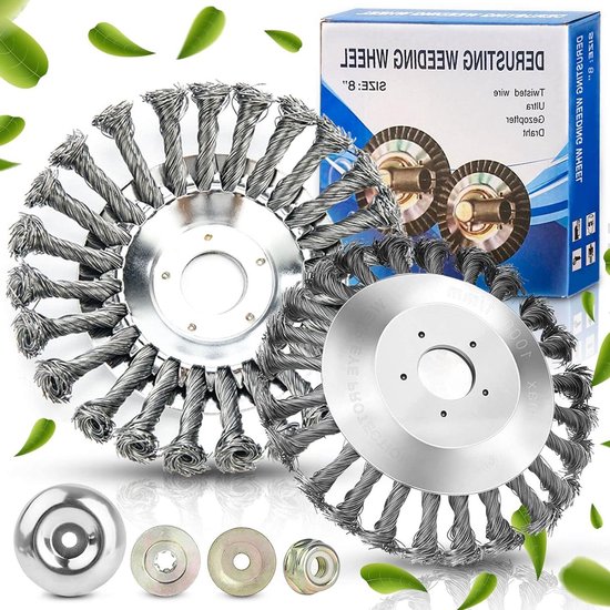 Draadborstel 200 x 254 mm onkruidborstel staaldraad met accessoires geschikt voor tuinen weiden stadswegen - 20 inch Onkruidborstel van LuxStern