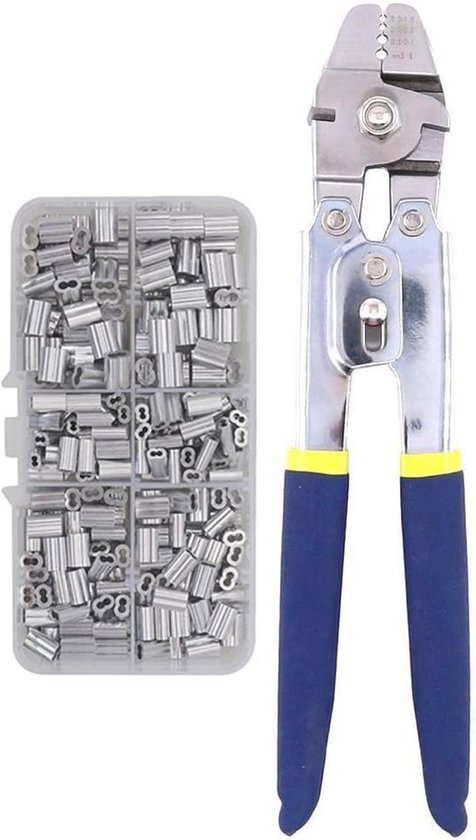 Draadkabel-krimptang - krimpgereedschap - 150 stuks spanhouder - voor het krimpen van vislijnen tot 2,2 mm - robuuste roestvrijstalen kabelkrimpgereedschap van Merkloos	