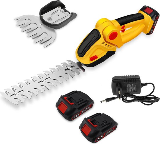 Draadloze 2-in-1 Gras- en Heggenschaar - Oplaadbare Li-ion Accu 24V 2000mAh - Draadloze Tuinschaar met 2 Messen - Oplaadbare Tuinscharen voor Graszoden en Struiken - Compact en Draagbaar Tuingereedschap van Merkloos	
