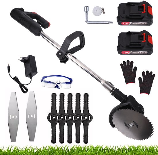Draadloze 3-in-1 Grasmaaier - Roestvrijstalen En Kunststof Messen - 21V 2.0Ah Accu - Telescopische Steel Met 90° Draaibare Kop - Voor Tuin Park En Snoeien in De Buitenlucht