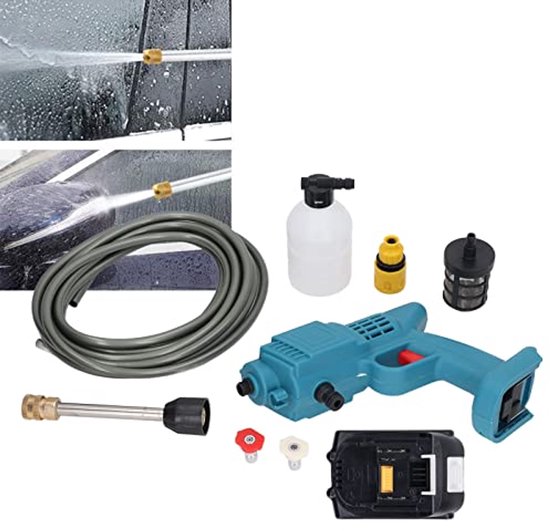 Draadloze Auto Hogedrukreiniger, 800w Draagbare Hogedrukreiniger met Filter Compatibel voor Bl1815 Bl1820 18v voor Verschillende Auto's, Irrigatie Tuinen, Schone Zwembaden van VEVOR