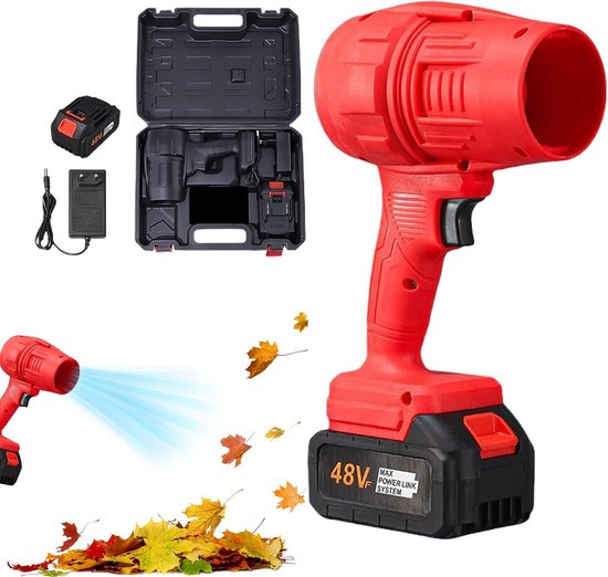 Draadloze Bladblazer - Draagbare Stofzuiger - Buiten Schoonmaken - Turbotechnologie - 31 x 16 x 5 cm - Rood