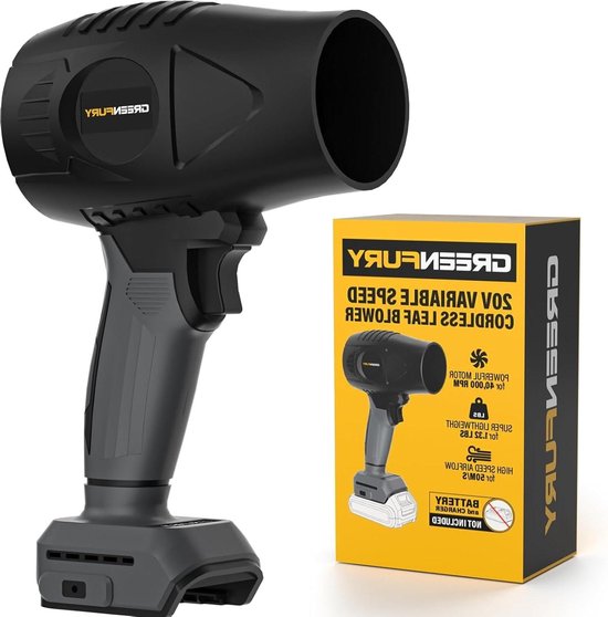 Draadloze Bladblazer - Handblazer Tuin - Gazon Onderhoud - Compatibel met Dewalt - 0.6 kg - Zwart Grijs