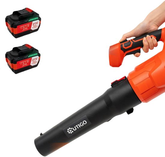 Draadloze Bladblazer - Tuinblazer - Accu Blazer - 21V Blazer met 2 Batterijen - 500 CFM - Sterke Luchtstroom - Lichtgewicht Bladblazer - Voor Bladeren, Stof, Sneeuw - Met 2 Buizen en Snellader - Krachtig - Lichtgewicht - Rood