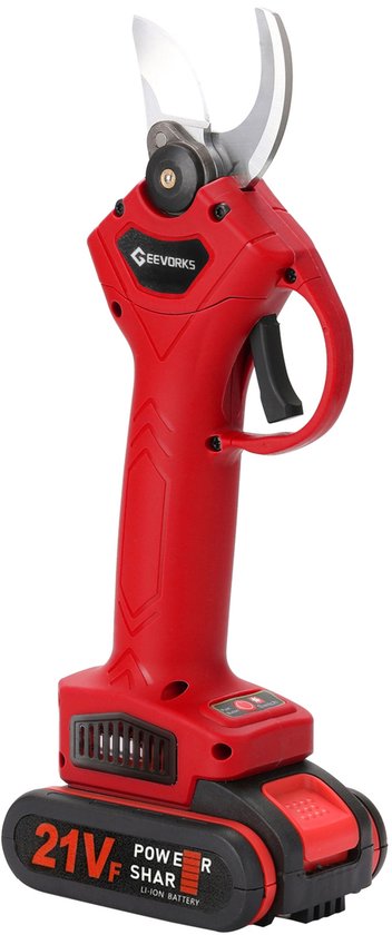 Draadloze Elektrische Snoeischaar 21V – Oplaadbare Tuin- en Fruitboom Snoeigereedschap – SK5 Stalen Mes – 2 Batterijen 1200mAh – Max. Takdiameter 25mm – Rood – EU 220V van Merkloos	