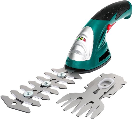 Draadloze Gras-/Struikschaar, Snoeischaar 7,2 V, Handige Elektrische Gras- en Struikschaar met 2 Messen, 1500 mAh Accu, 2-in-1 Gazonrandsnijder voor Struiken, Gazon, Tuin van Merkloos	