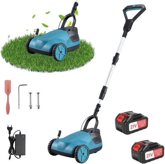 Draadloze Grasmaaier 21 cm met Mulchfunctie voor Kleine Tuinen