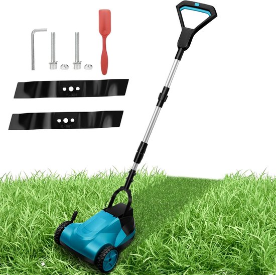Draadloze Grasmaaier - Accu Grasmaaier - Gazon Onderhoud - Borstelloze Motor - 21 cm Snijbreedte - Blauw