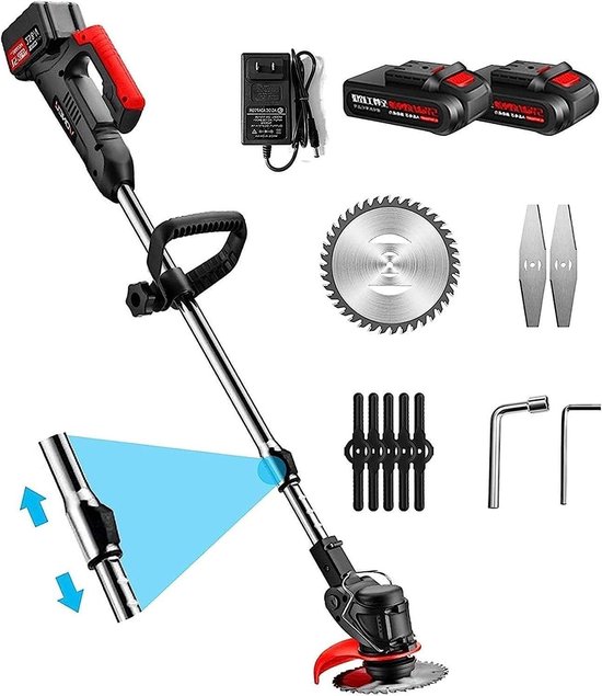 Draadloze Grastrimmer - Elektrische Bosmaaier - Gazon Onderhoud - Krachtige Koperen Motor - 7500MA Batterij - Zwart