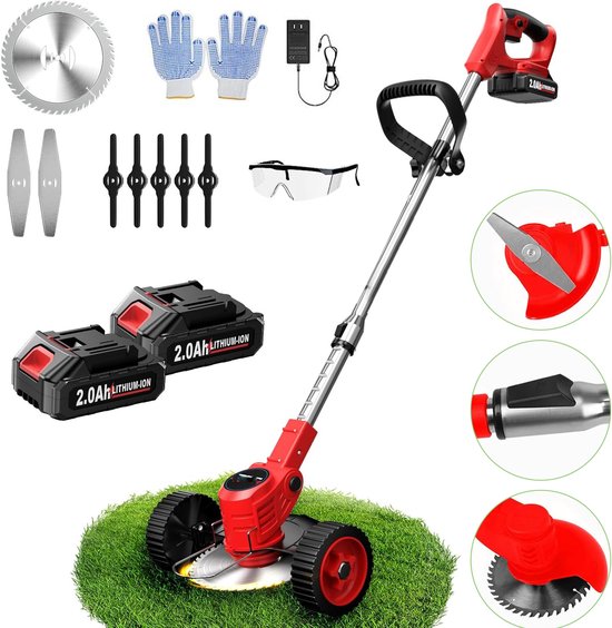 Draadloze Grastrimmer Met Accu En Oplader - 24V Grastrimmer - Elektrische Grasmaaier - Accu-Trimmer - Telescopische Grasmaaier