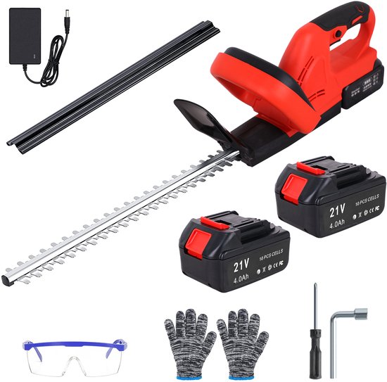 Draadloze Heggenschaar-2 x 21V Accu' -48 cm Elektrische Heggenschaar-2 Handgrepen en Beschermkap-Robuust en L ichtgewicht voor Heggen en Struiken van Merkloos	