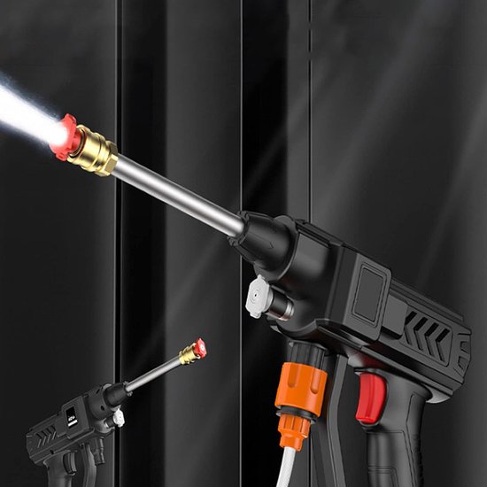Draadloze Hogedrukreiniger 24V - Accu Hogedrukreiniger 300W - 30 Bar - 6-in-1 Sproeikop - 2 Accu's - 5 Meter Waterslang