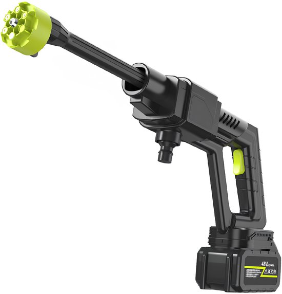 Draadloze Hogedrukreiniger – 30 Bar 300W – 6-in-1 Spuitmond – 2x1500mAh Batterijen – 5m Slang – Auto, Tuin & Huis Multifunctioneel – EU 220V van Merkloos	