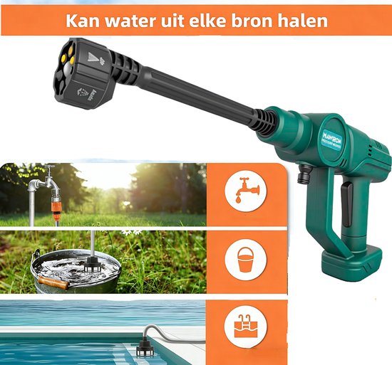 Draadloze Hogedrukreiniger – Draagbare krachtige reiniger voor buiten, auto, huis, vloeren & tuin van Merkloos	